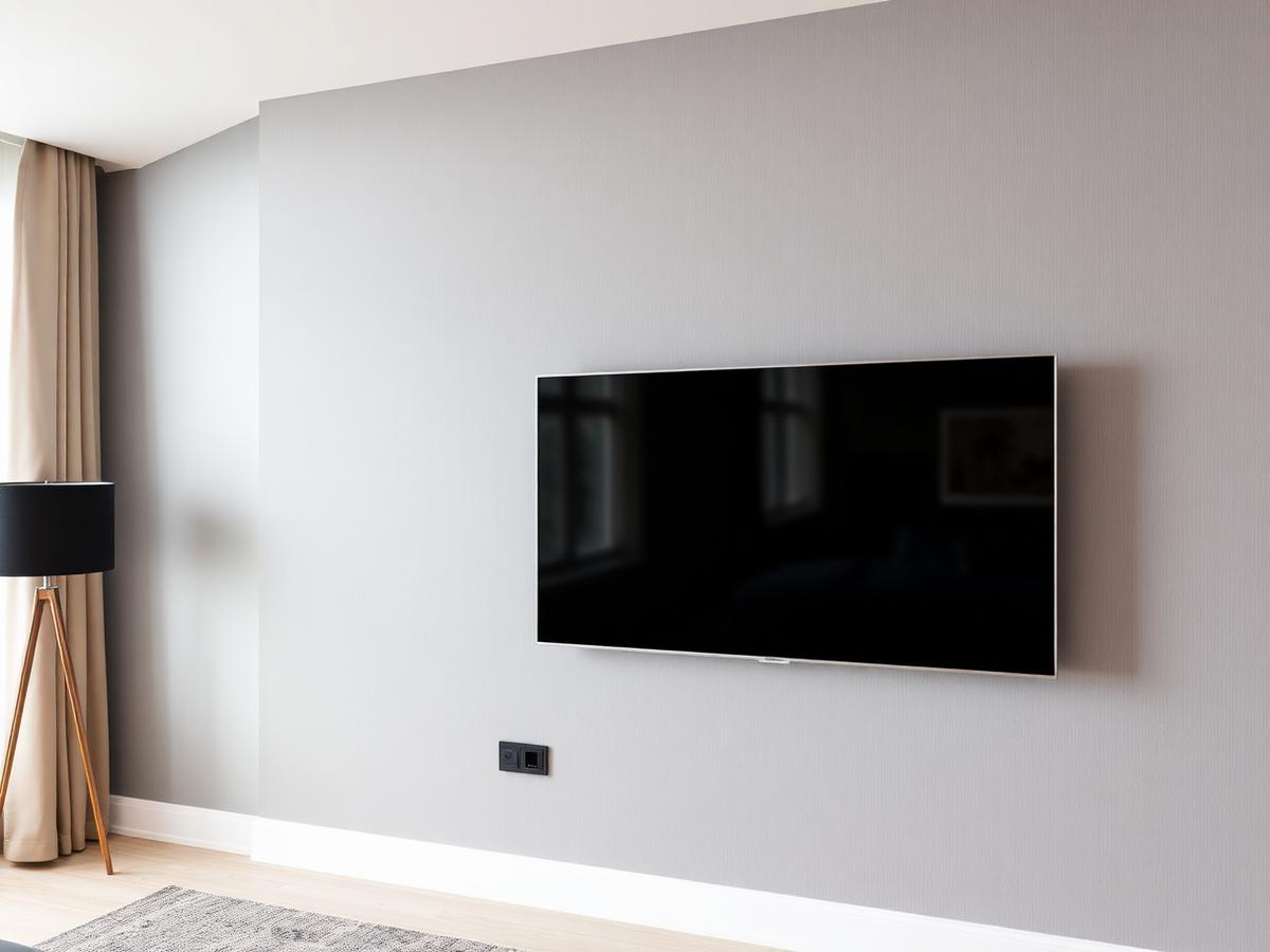 TV wall mount, cables hidden